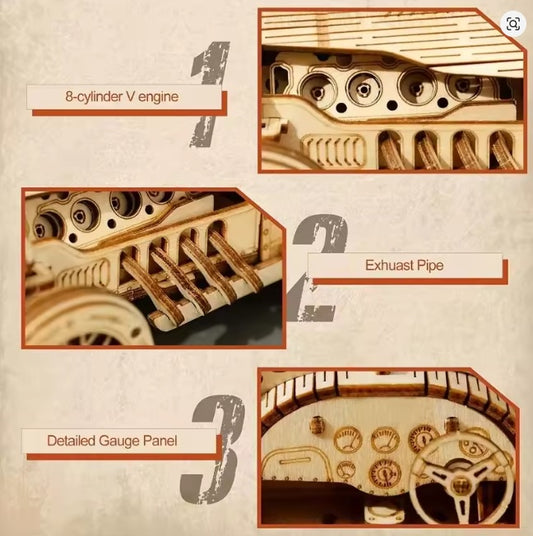 Puzzle 3D Bois Vintage Car