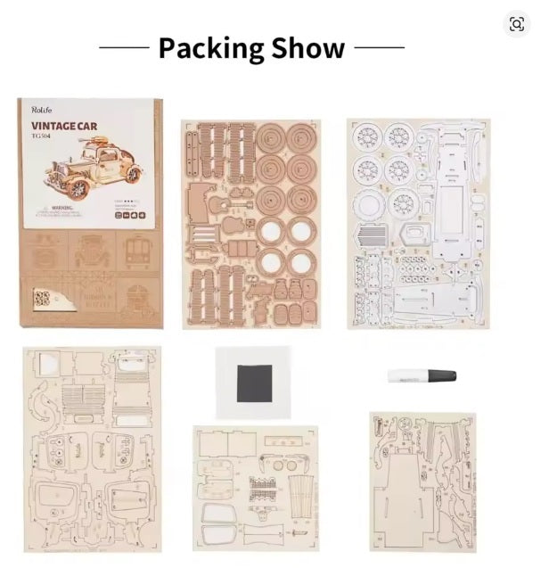 Puzzle 3D bois Voiture Vintage