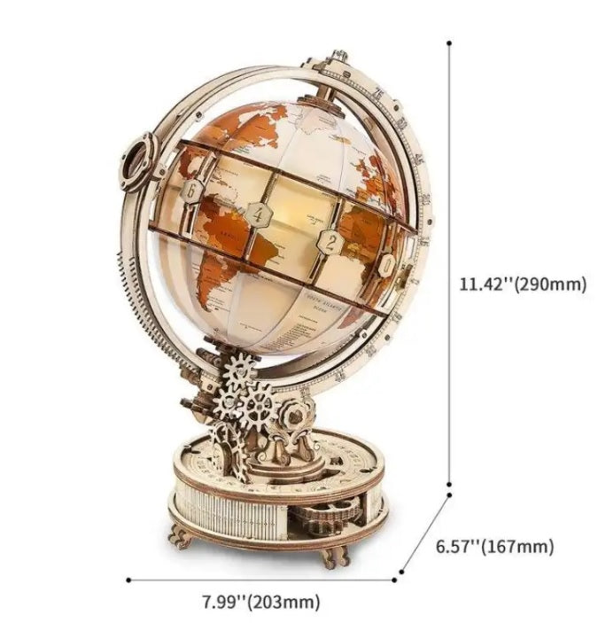 Puzzle 3D bois globe terrestre lumineux